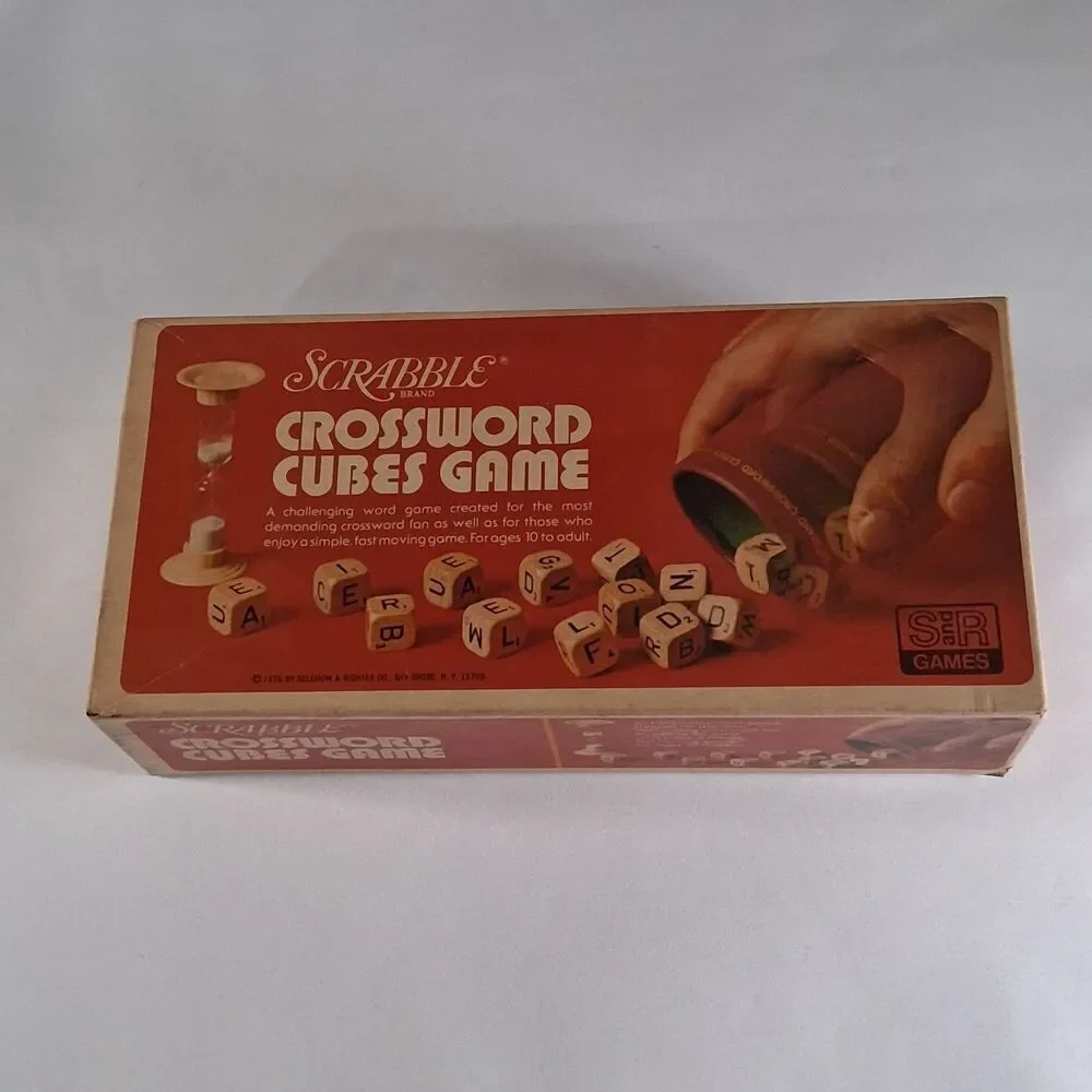 Scrabble Crossword Cubes Game 1968 Selchow & Righter Wooden Dice Complete VTG